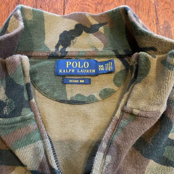 Polo Ralph Lauren Camo Camouflage Mens XXL Estate Rib 1/4 Zip Sweatshirt - Picture 2 of 10